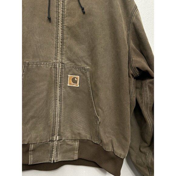 Carhartt JQ282 Mens Jacket Coat XXL 2XL Brown Duck Canvas Chore Barn USA Vintage - Picture 3 of 6